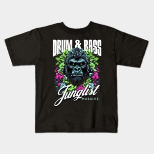 DRUM AND BASS - Junglist  Gorilla Massive (white/green/pink) Kids T-Shirt